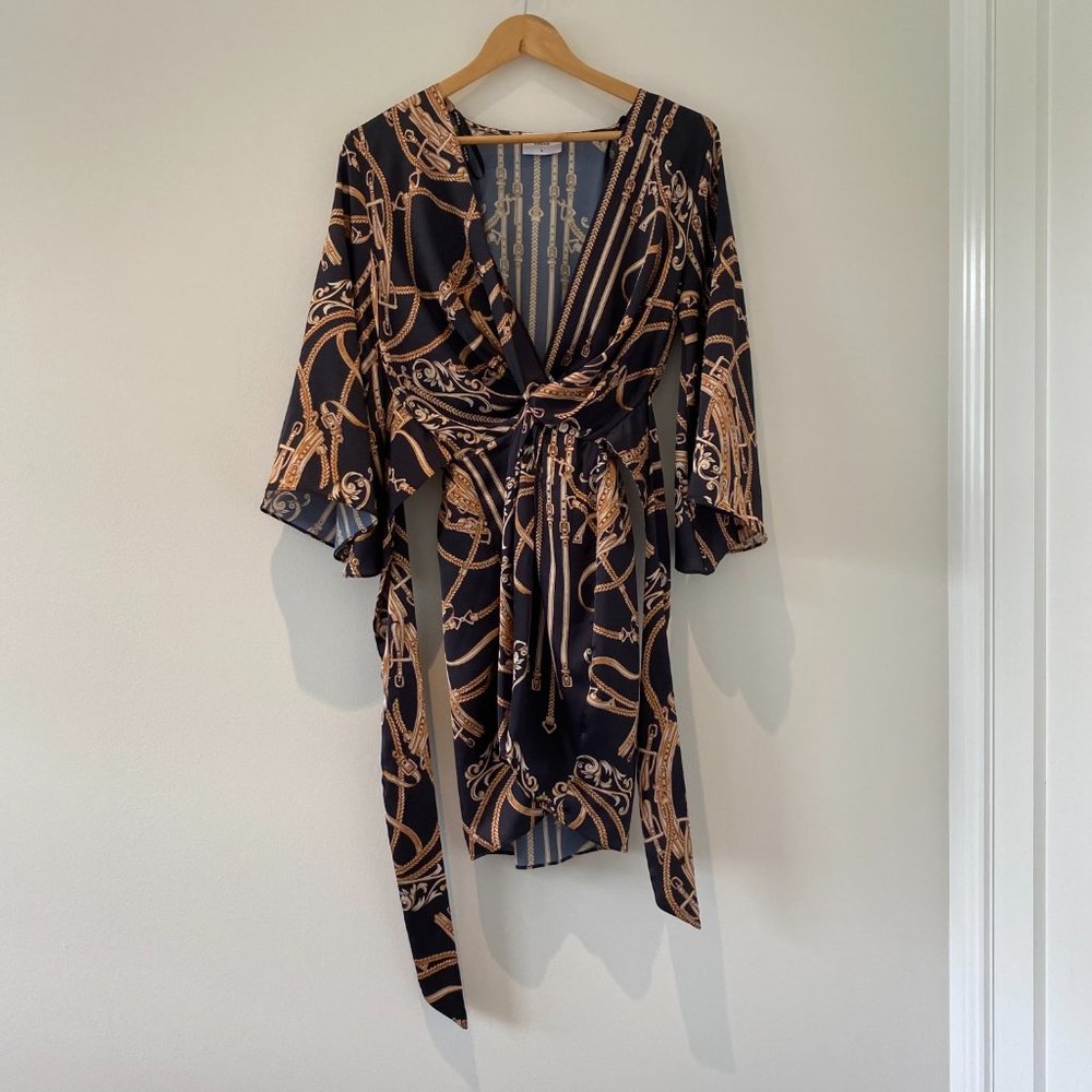 Sheike Black and Gold Wrap Dress - Picture 7 of 8